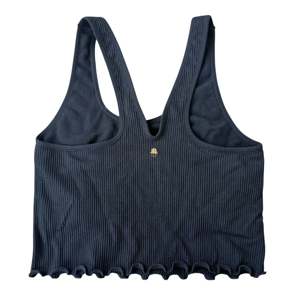 Spiritual Gangster Women's Amor Crop Tank XS/S Black Ribbed Lettuce Hem Seamless - Picture 4 of 6